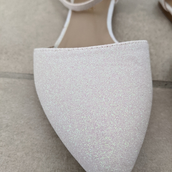 White sparkly pointed toe flats - Picture 2 of 3